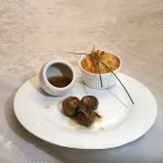 Duck gizzards with Potato soufflé