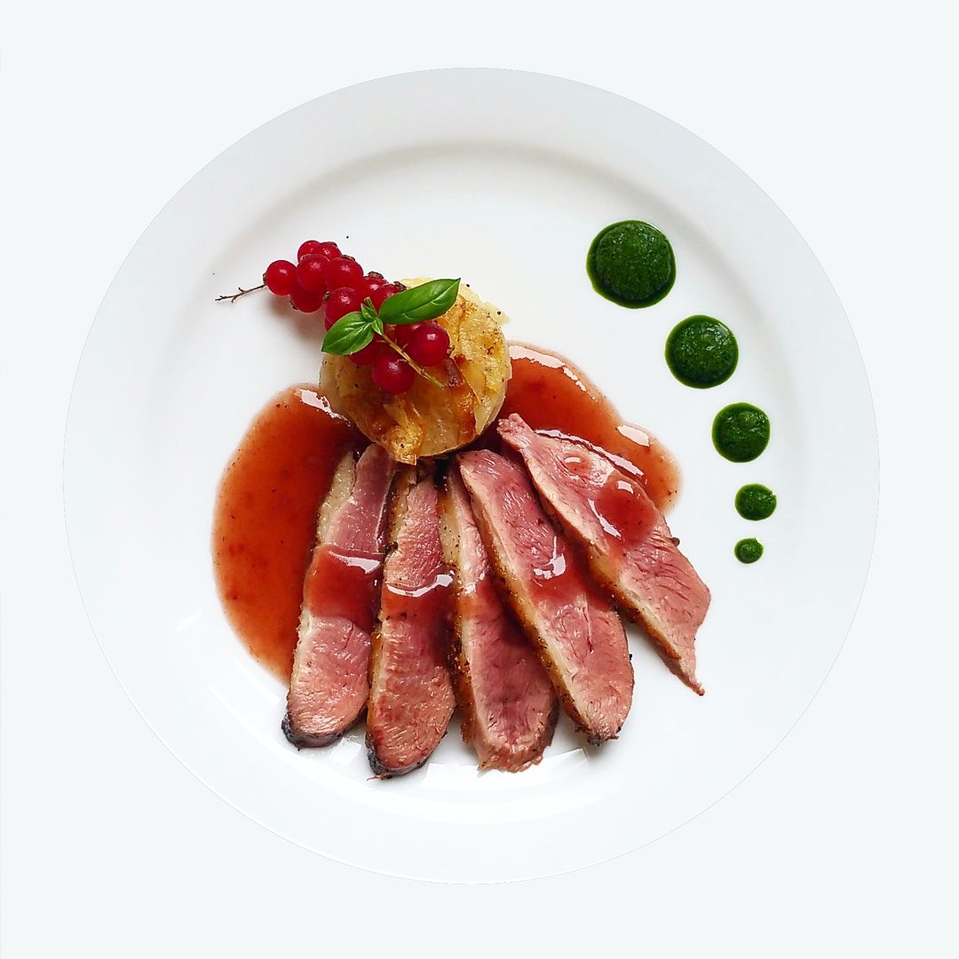 Seared-duck-breast-with-raspberry-sauce